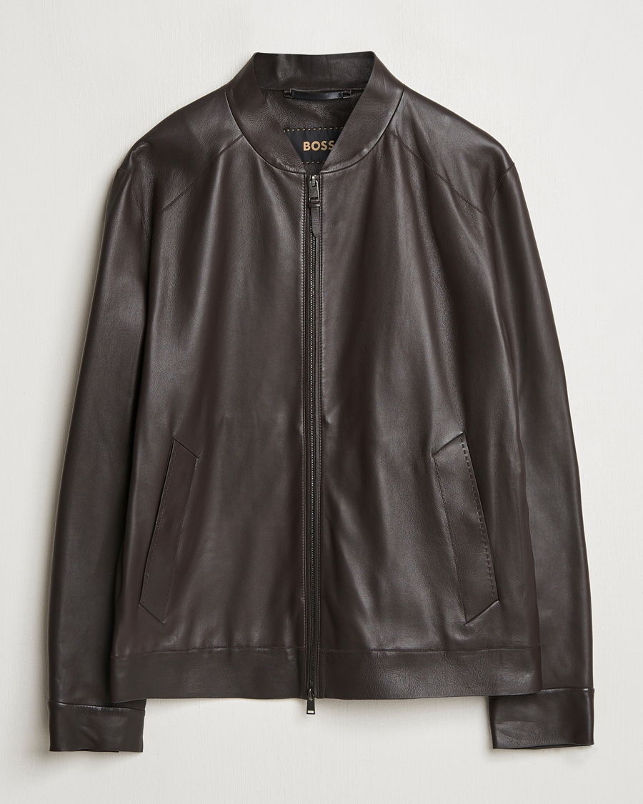 Herren | Jacken | BOSS CAMEL | Maiverse Leather Jacket Dark Brown