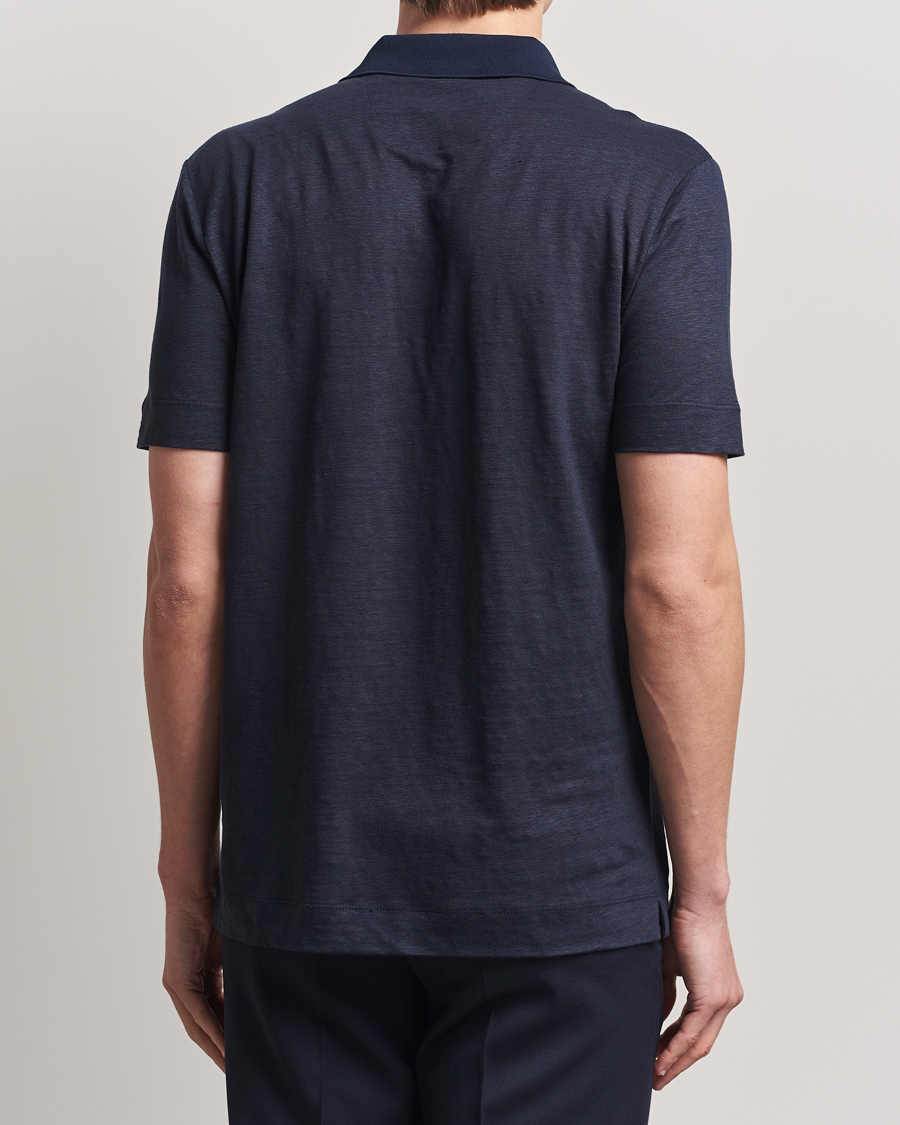 Herren | Poloshirts | BOSS CAMEL | Perry Linen Polo Dark Blue