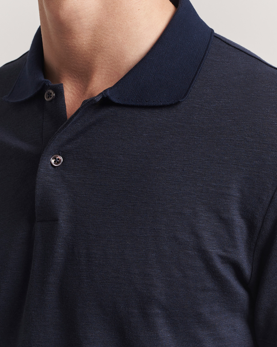 Herren | Poloshirts | BOSS CAMEL | Perry Linen Polo Dark Blue