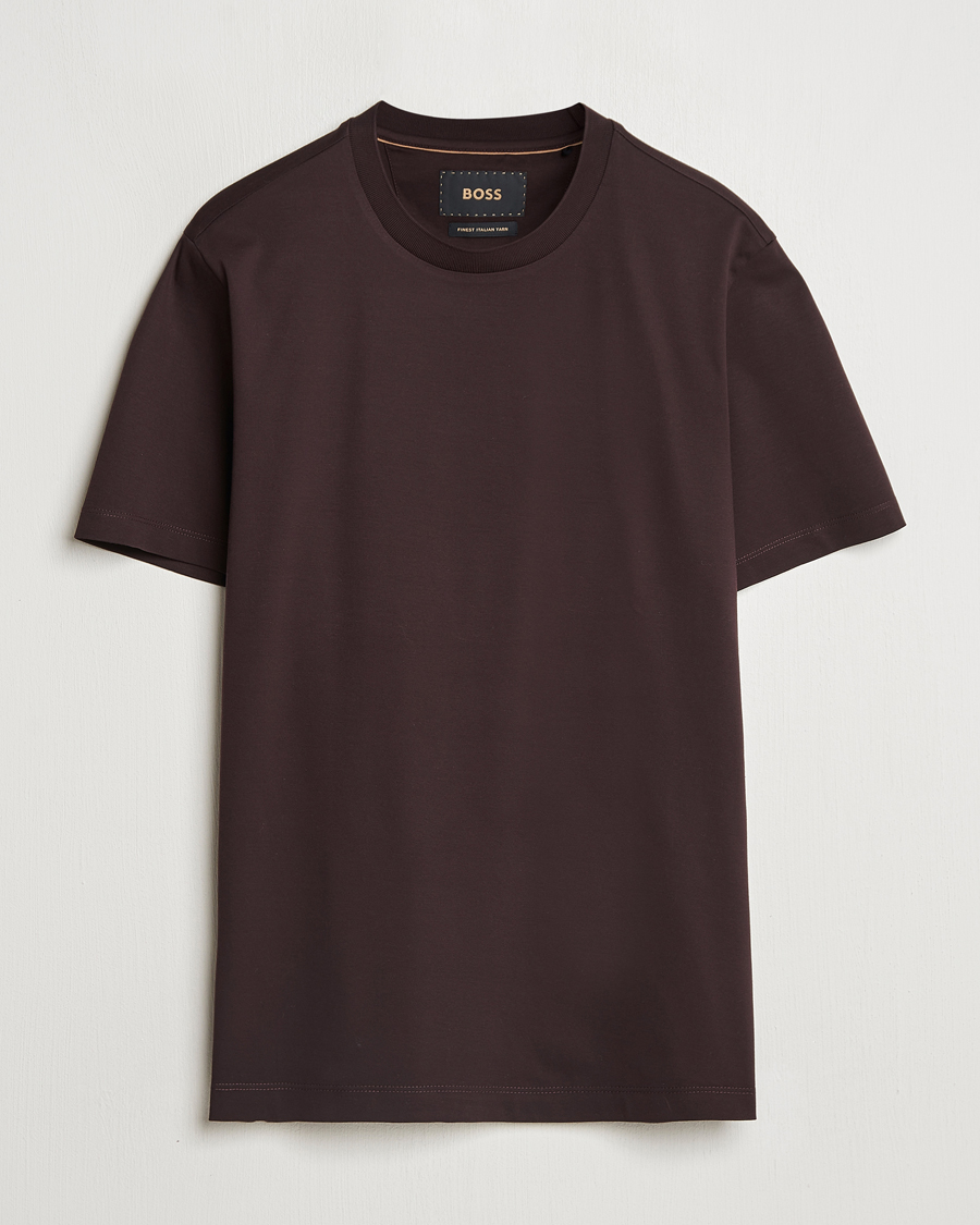 Herren | T-Shirts | BOSS CAMEL | Tesar Cotton Knitted T-Shirt Dark Brown