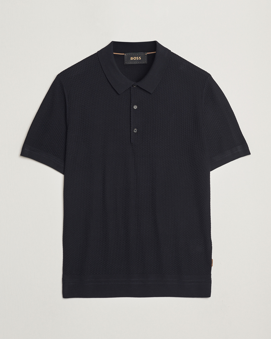 Herren | Poloshirts | BOSS CAMEL | Jeffrey Silk Knitted Polo Dark Blue