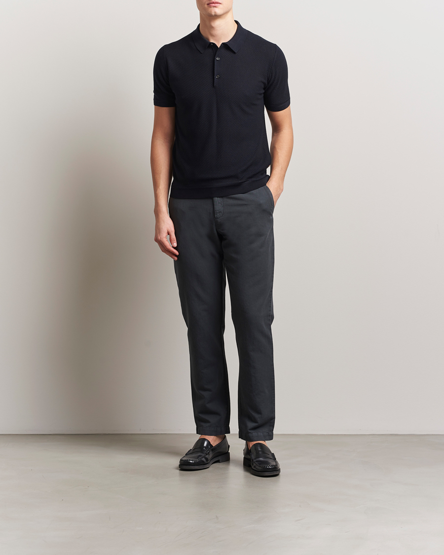Herren | Poloshirts | BOSS CAMEL | Jeffrey Silk Knitted Polo Dark Blue