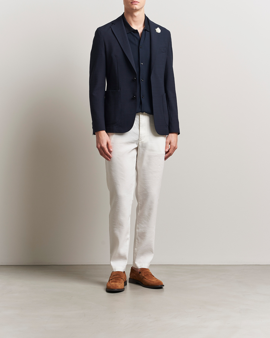 Herren | Sakkos | BOSS BLACK | Hanry Seersucker Patch Pocket Blazer Dark Blue