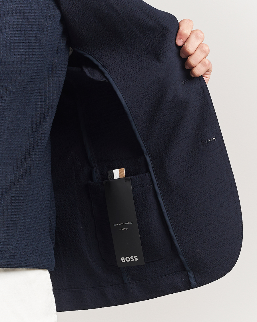 Herren | Sakkos | BOSS BLACK | Hanry Seersucker Patch Pocket Blazer Dark Blue