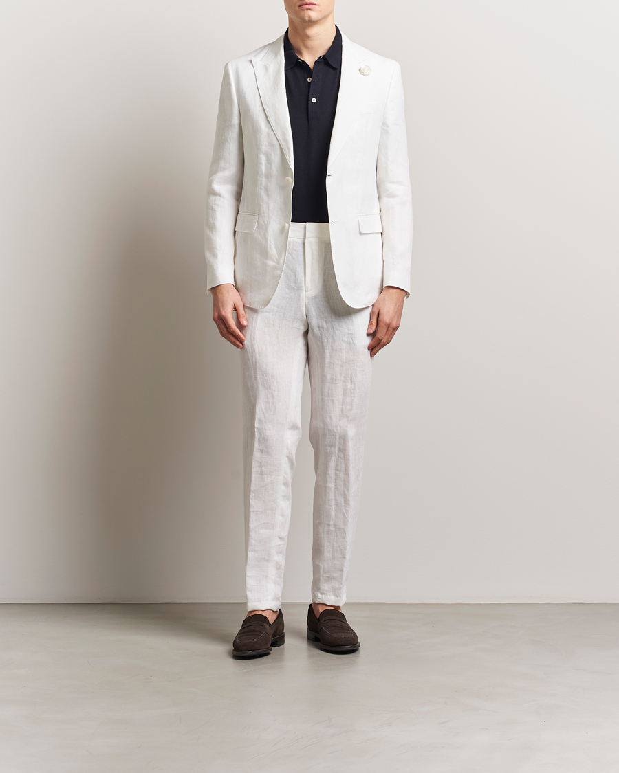Herren | Sakkos | BOSS BLACK | Huge Linen Peak Lapel Blazer White