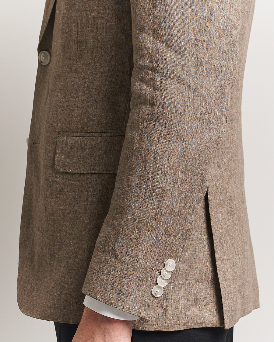 Herren | Sakkos | BOSS BLACK | Huge Linen Peak Lapel Blazer Dark Brown