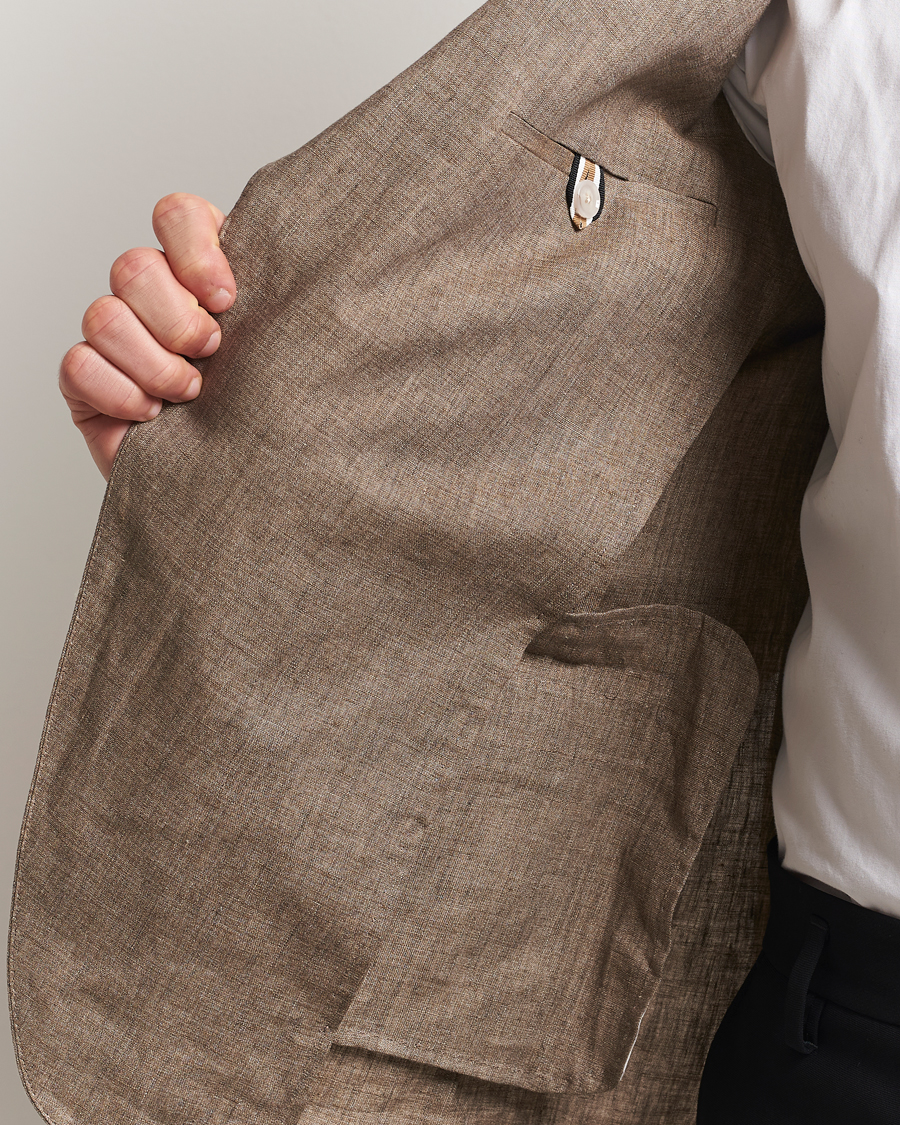 Herren | Sakkos | BOSS BLACK | Huge Linen Peak Lapel Blazer Dark Brown