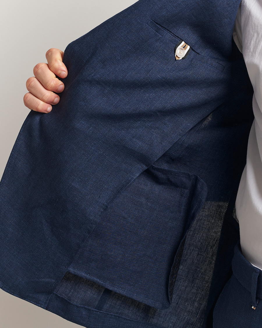 Herren | Sakkos | BOSS BLACK | Huge Linen Peak Lapel Blazer Dark Blue