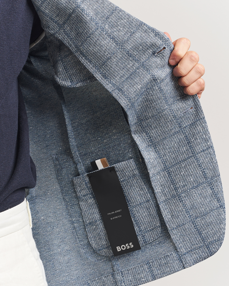 Herren | Sakkos | BOSS BLACK | Hanry Checked Jersey Patch Pocket Blazer Light Blue