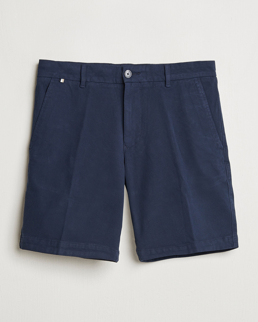 Herren | Shorts | BOSS BLACK | Slice Structured Cotton Shorts Dark Blue