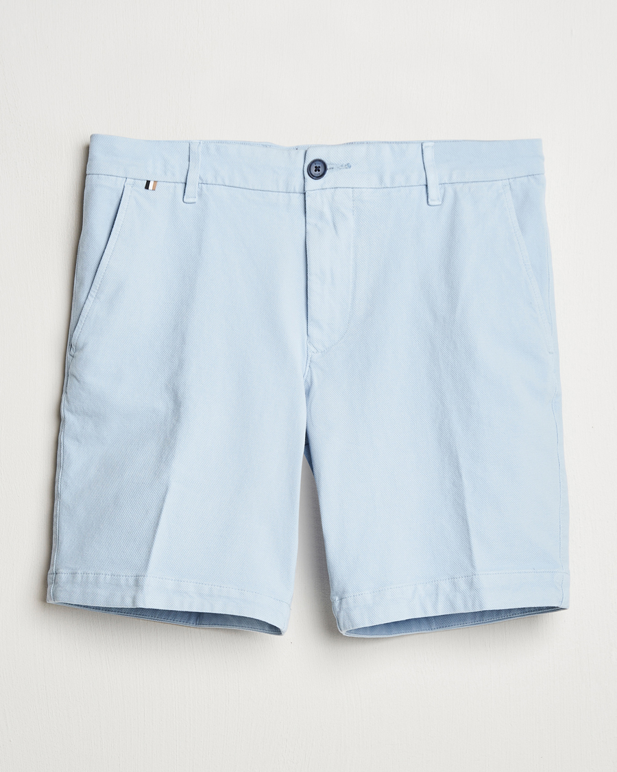 Herren | Shorts | BOSS BLACK | Slice Structured Cotton Shorts Light Blue