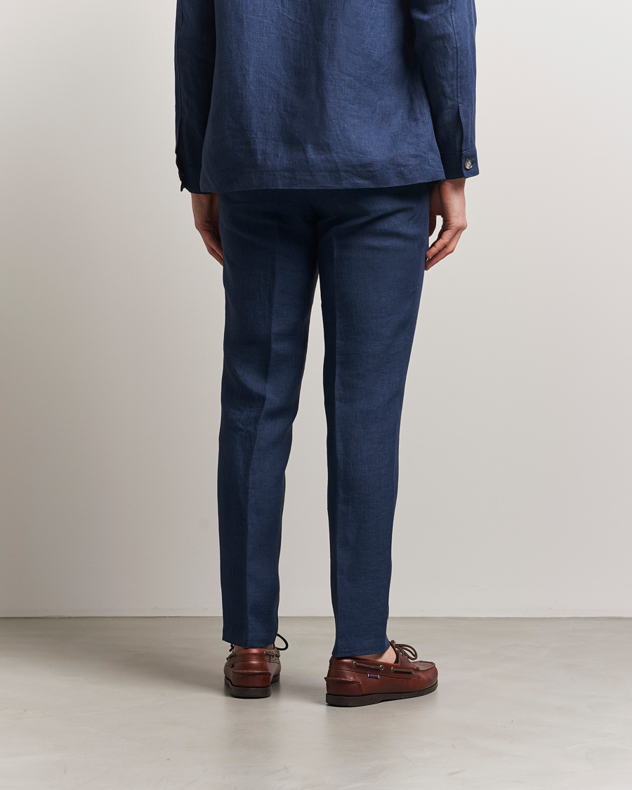 Herren | Hosen | BOSS BLACK | Genius Pleated Linen Trousers Dark Blue