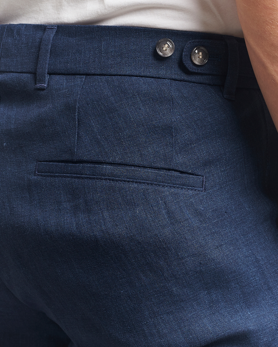 Herren | Hosen | BOSS BLACK | Genius Pleated Linen Trousers Dark Blue