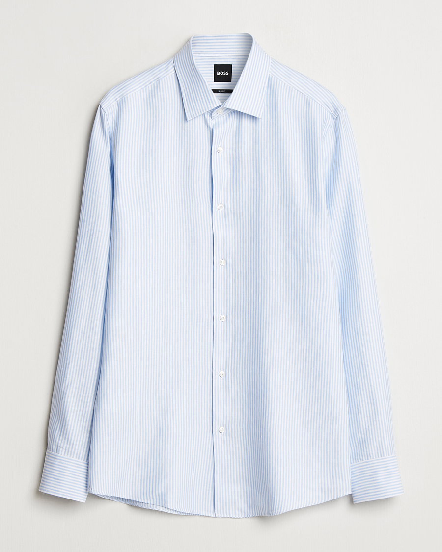 Herren | Hemden | BOSS BLACK | Hank Linen/Lyocell Striped Shirt Blue/White