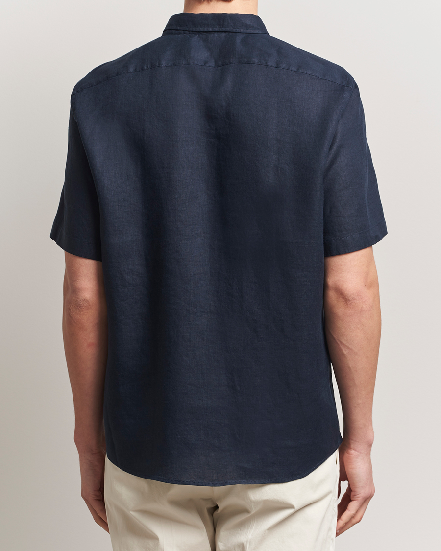 Herren | Hemden | BOSS BLACK | Liam Linen Short Sleeve Shirt Dark Blue