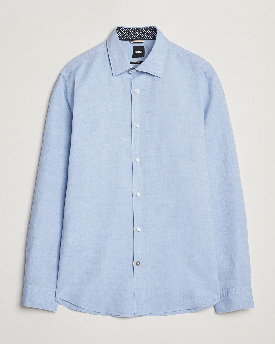 Herren | Hemden | BOSS BLACK | Hal Cotton/Linen Contrast Shirt Light Blue