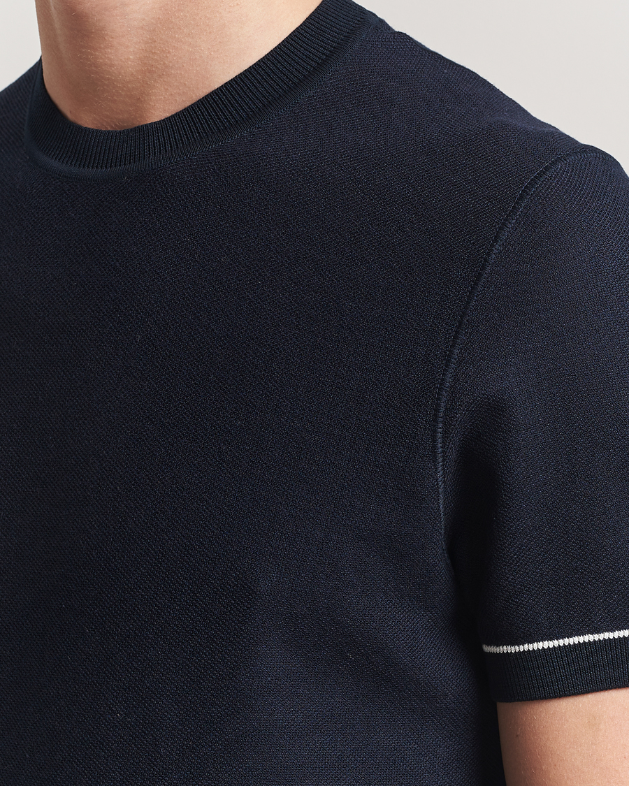 Herren | T-Shirts | BOSS BLACK | Jianfranco Cotton/Viscose Knitted T-Shirt Dark Blue