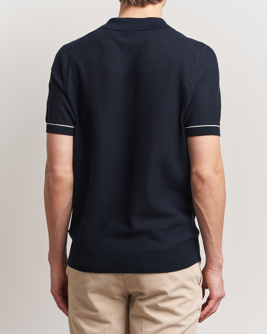 Herren | Poloshirts | BOSS BLACK | Jianluca Cotton/Lyocell Knitted Polo Dark Blue