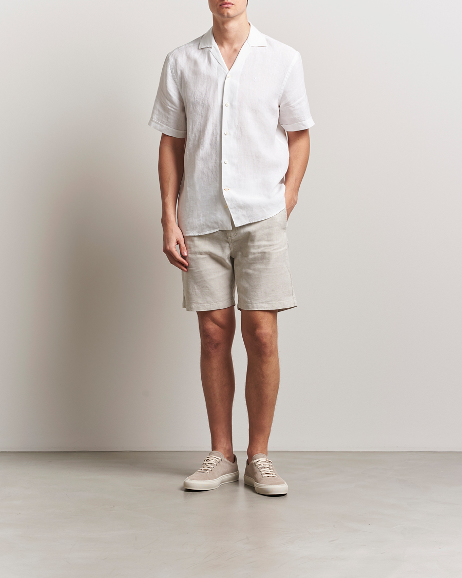 Herren | Shorts | BOSS ORANGE | Tapered Linen Chino Drawstring Shorts Light Beige