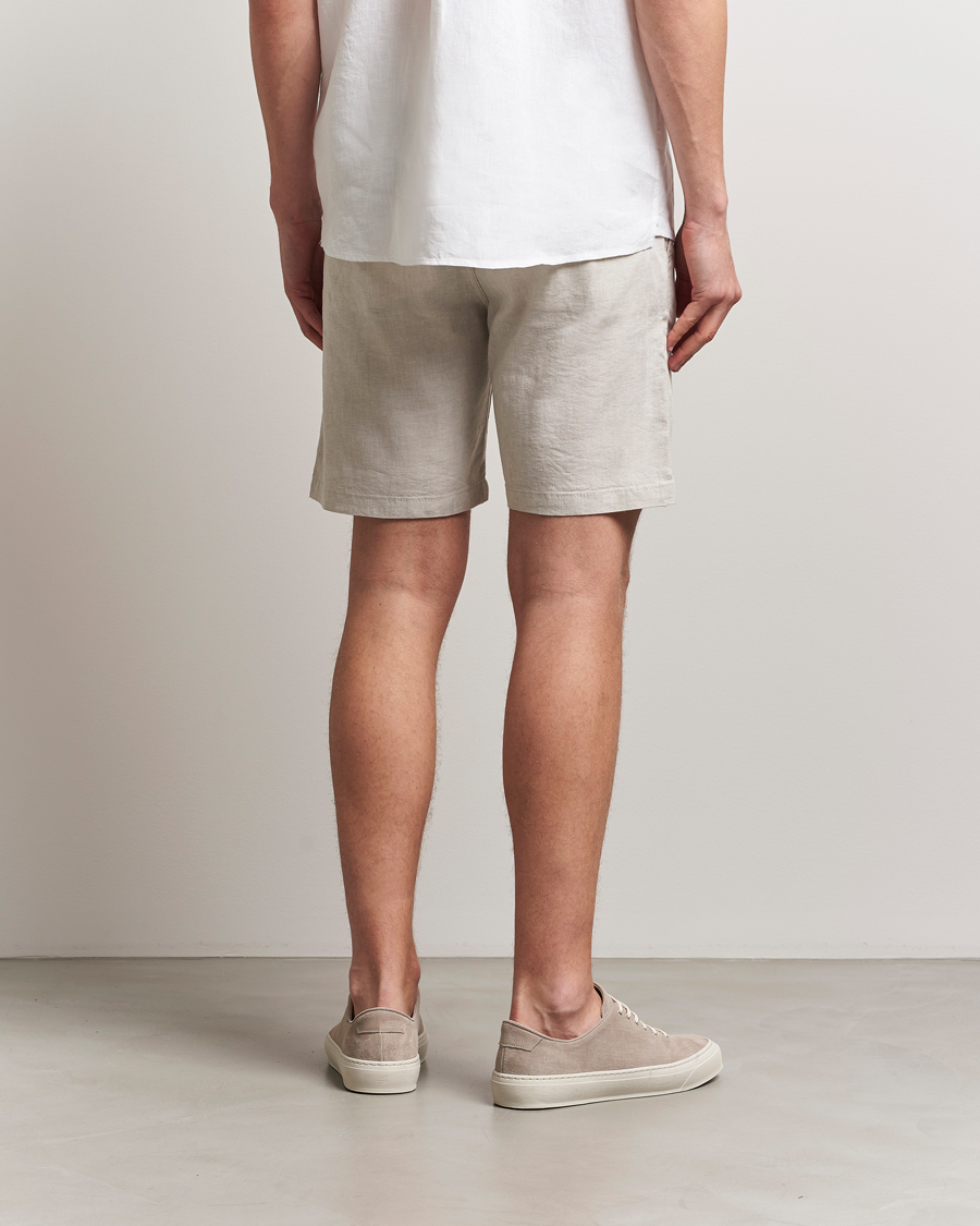 Herren | Shorts | BOSS ORANGE | Tapered Linen Chino Drawstring Shorts Light Beige