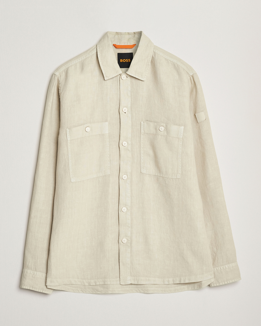 Herren | Hemden | BOSS ORANGE | Locky Linen Overshirt Light Beige