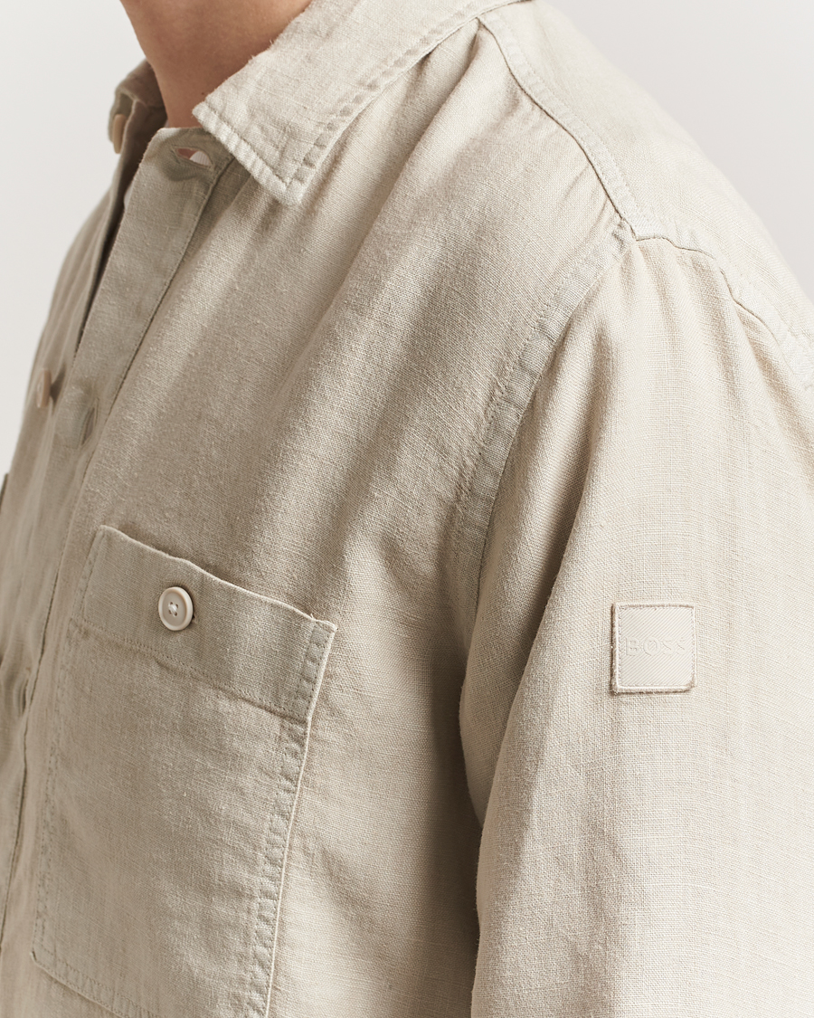 Herren | Hemden | BOSS ORANGE | Locky Linen Overshirt Light Beige