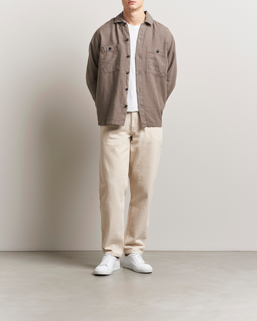 Herren | Hemden | BOSS ORANGE | Locky Linen Overshirt Open Beige