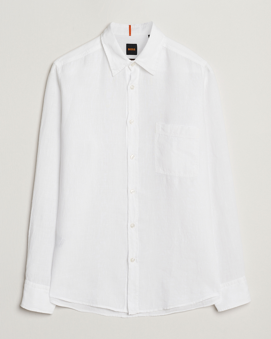 Herren | Hemden | BOSS ORANGE | Relegant Linen Shirt White