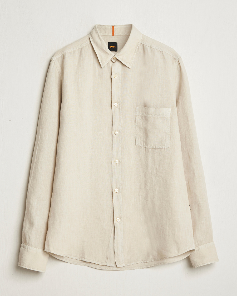 Herren | Hemden | BOSS ORANGE | Relegant Linen Shirt Light Beige
