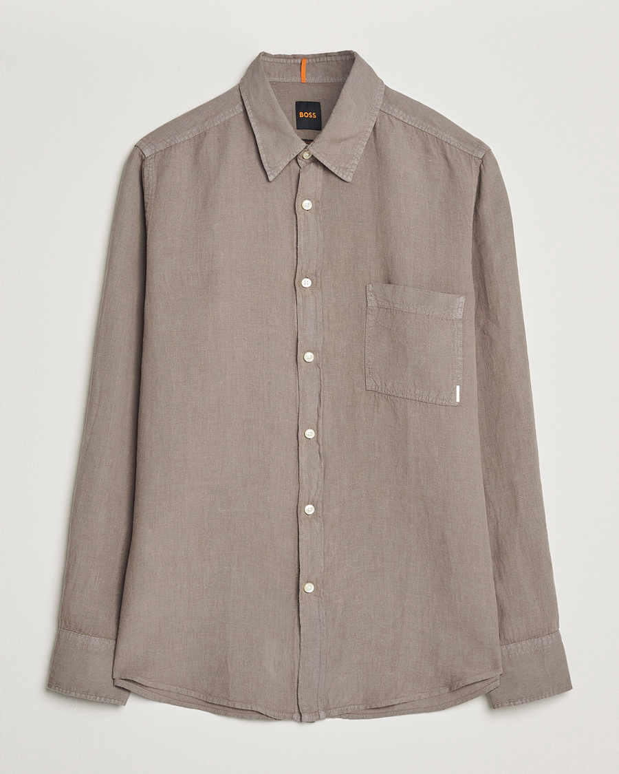 Herren | Hemden | BOSS ORANGE | Relegant Linen Shirt Open Beige