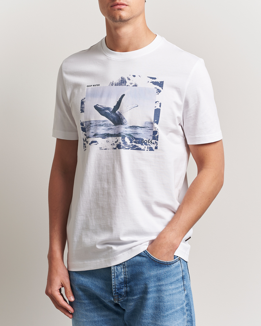 Herren | T-Shirts | BOSS ORANGE | Dunetrace Printed Crew Neck T-Shirt White