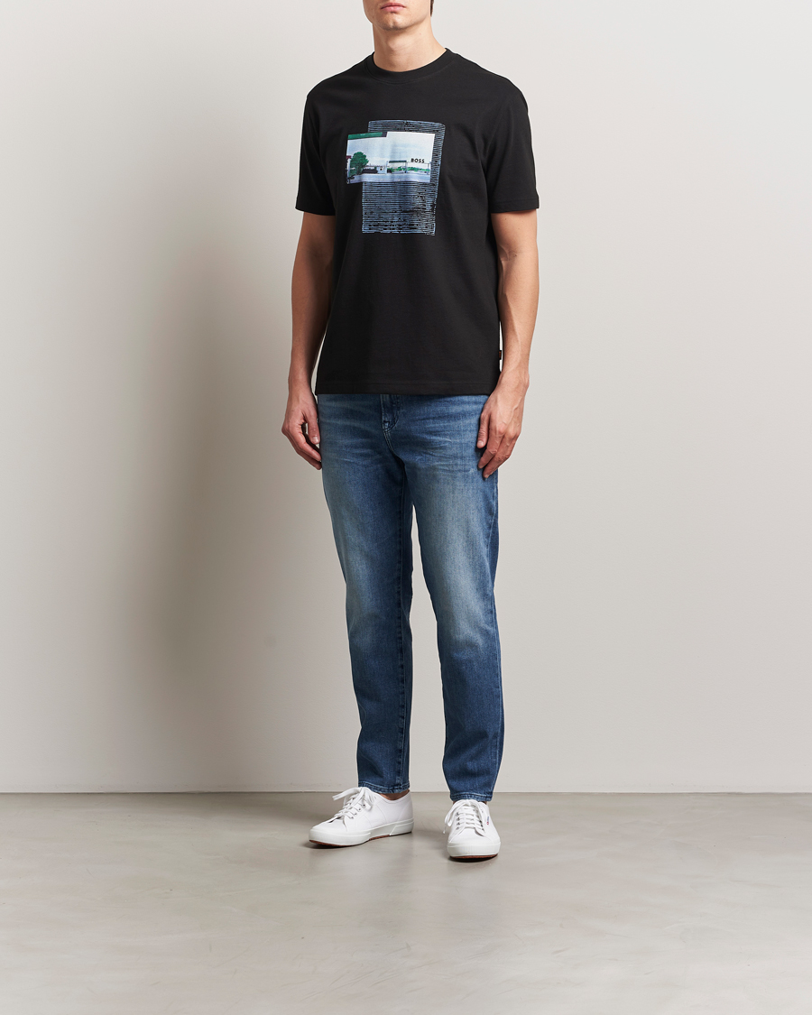 Herren | T-Shirts | BOSS ORANGE | On The Way Printed Crew Neck T-Shirt Black