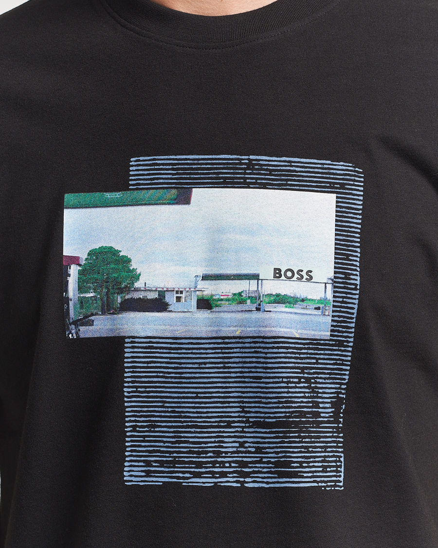 Herren | T-Shirts | BOSS ORANGE | On The Way Printed Crew Neck T-Shirt Black