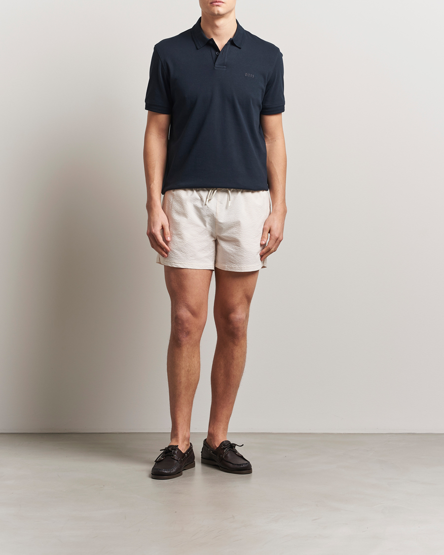 Herren | Badehosen | BOSS BLACK | Velvetfish Seersucker Swimshorts Open White