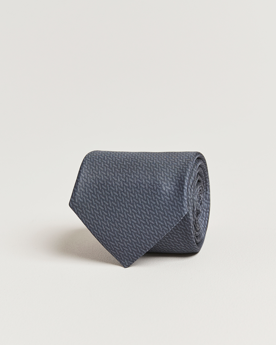 Herren | Krawatten | Stenströms | Printed Silk Tie 7,5cm Mid Grey