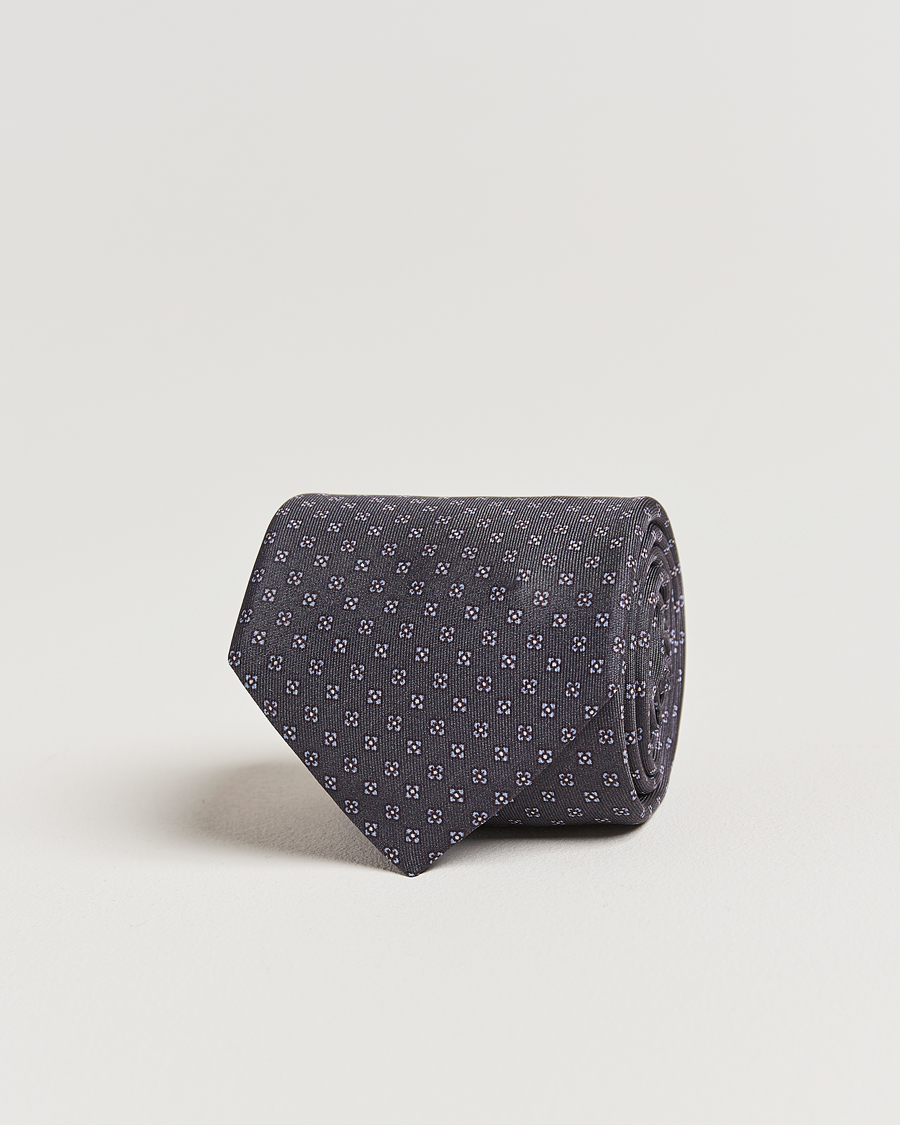 Herren | Krawatten | Stenströms | Printed Silk Tie 7,5cm Grey