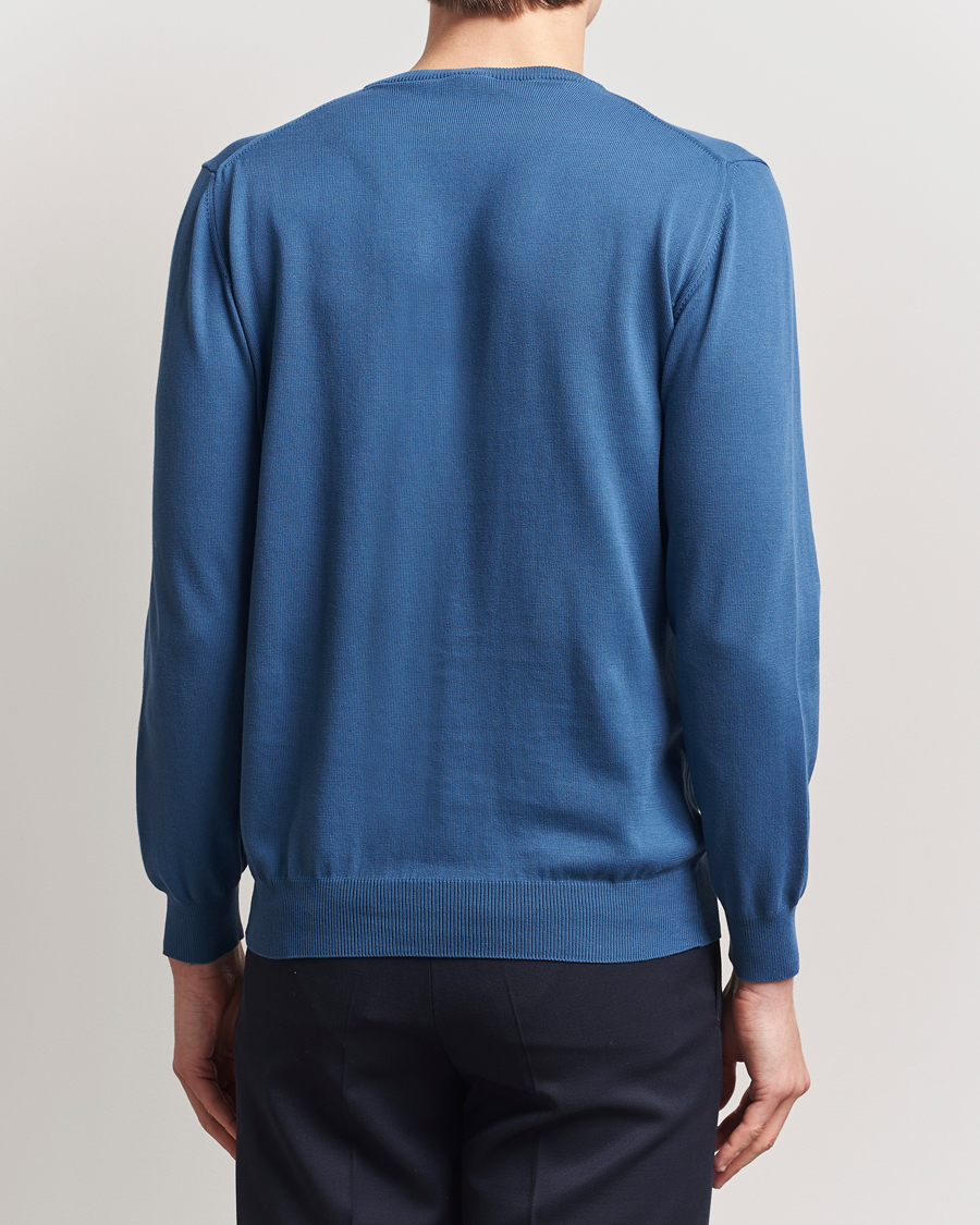 Herren | Pullover | Morgano | Supersoft Egyptian Cotton Crew Neck Mid Blue