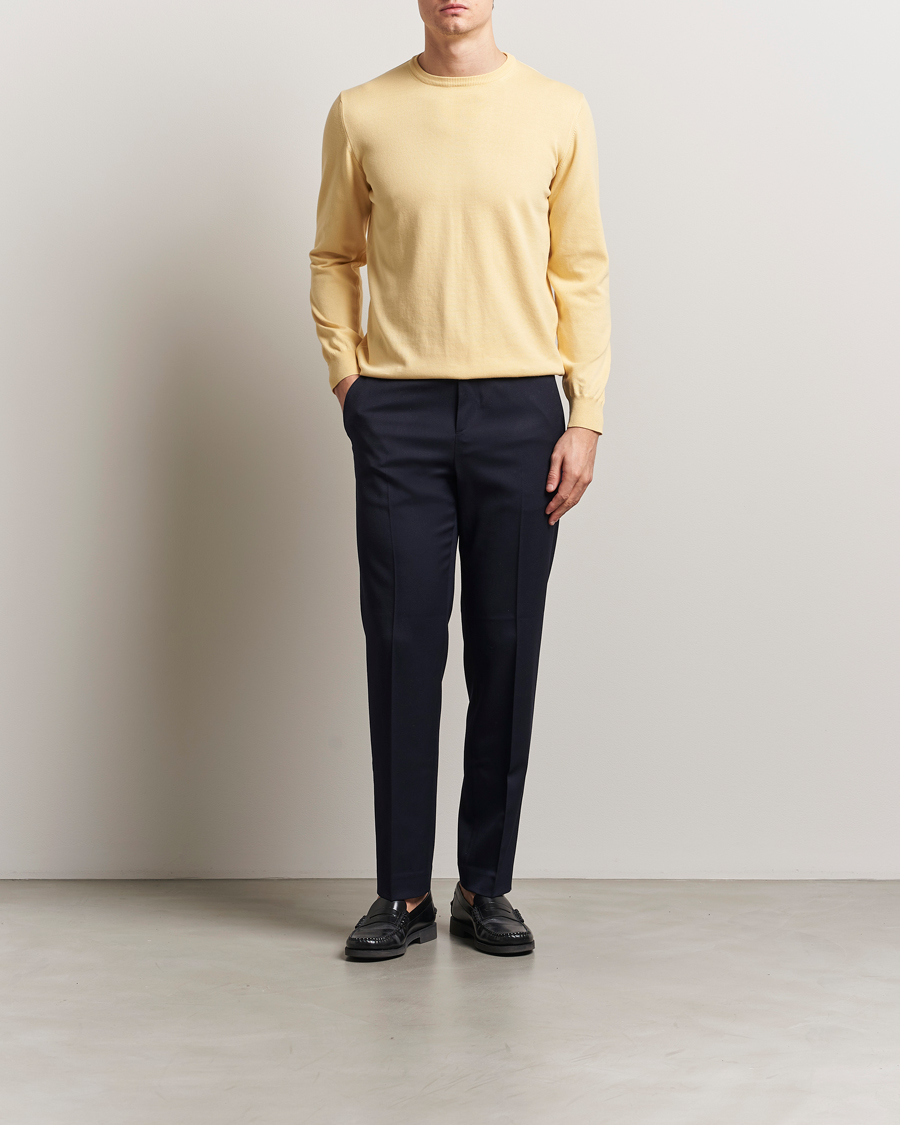 Herren | Pullover | Morgano | Supersoft Egyptian Cotton Crew Neck Light Yellow