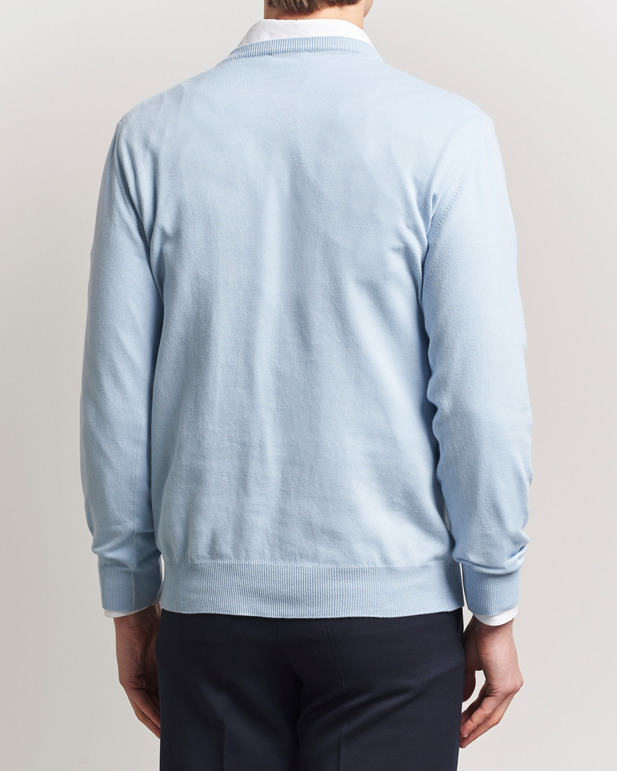 Herren | Pullover | Morgano | Supersoft Egyptian Cotton V-Neck Light Blue