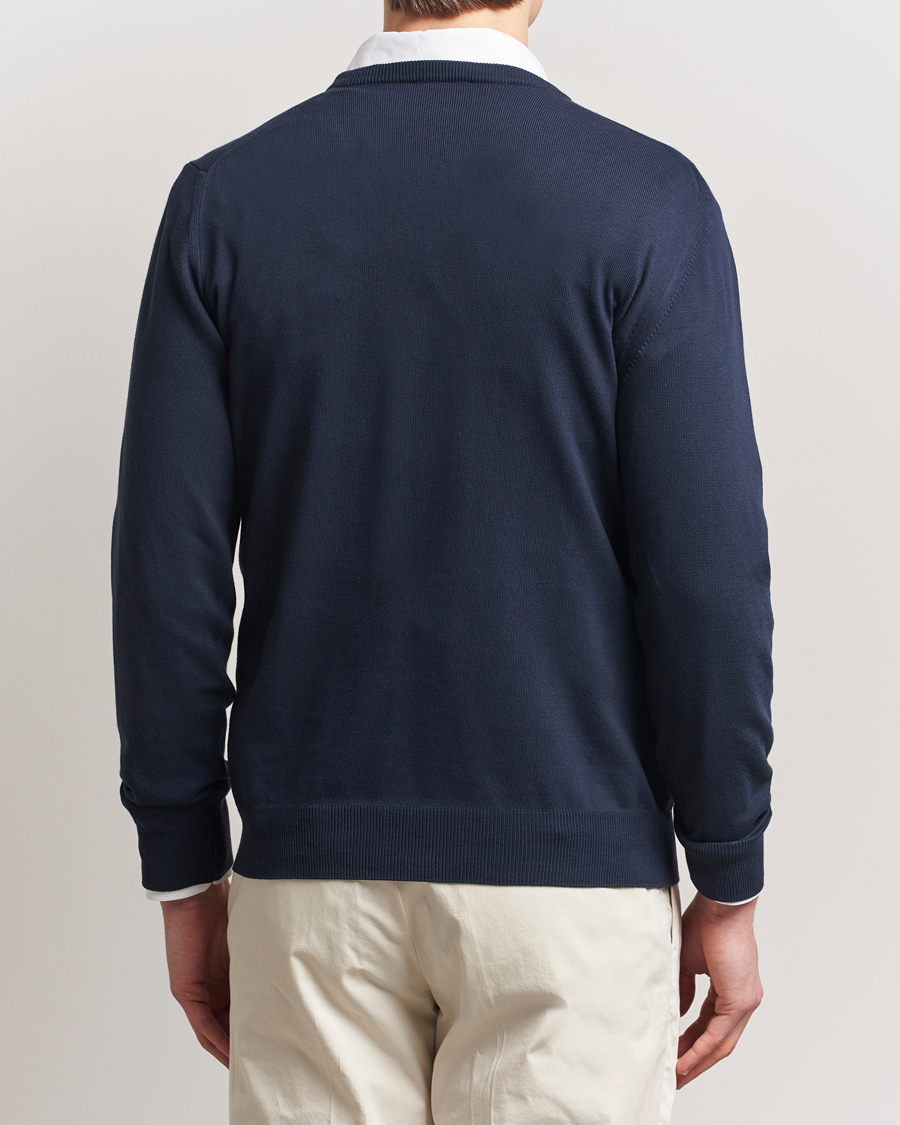 Herren | Pullover | Morgano | Supersoft Egyptian Cotton V-Neck Navy
