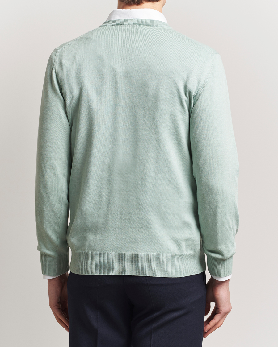 Herren | Pullover | Morgano | Supersoft Egyptian Cotton V-Neck Light Green
