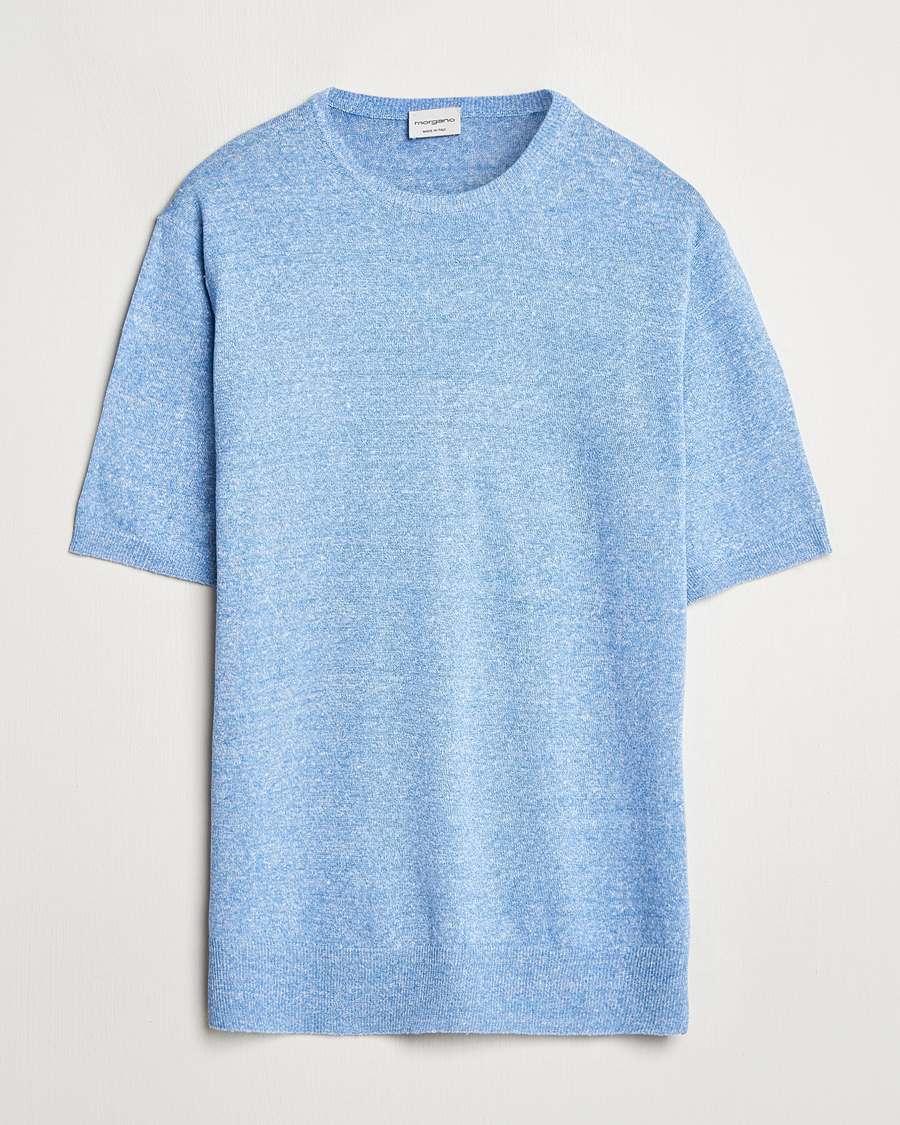Herren | T-Shirts | Morgano | Linen/Cotton T-Shirt Blue