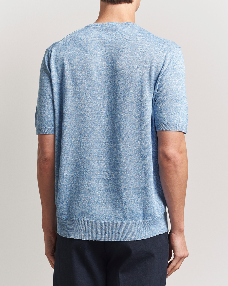 Herren | T-Shirts | Morgano | Linen/Cotton T-Shirt Blue