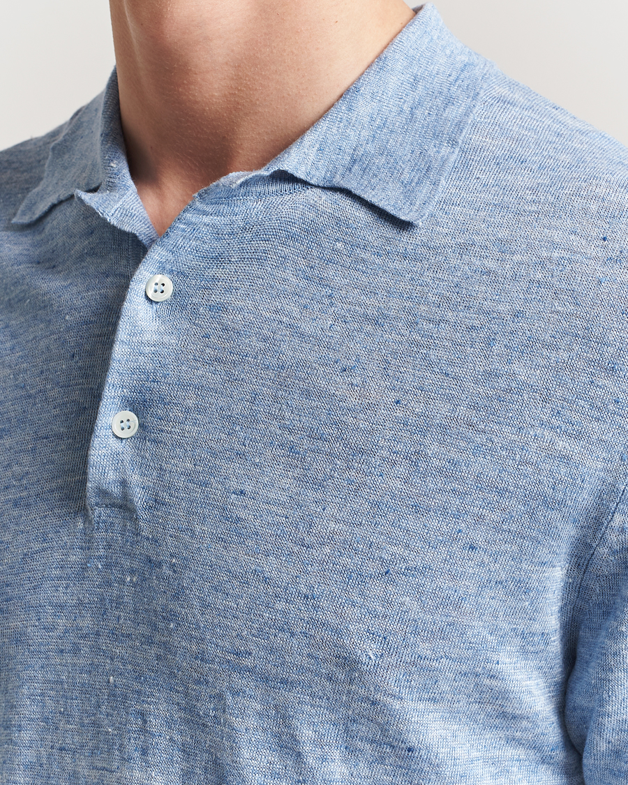 Herren | Poloshirts | Morgano | Linen Polo Blue