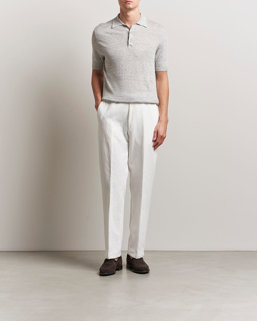 Herren | Poloshirts | Morgano | Linen Polo Grey