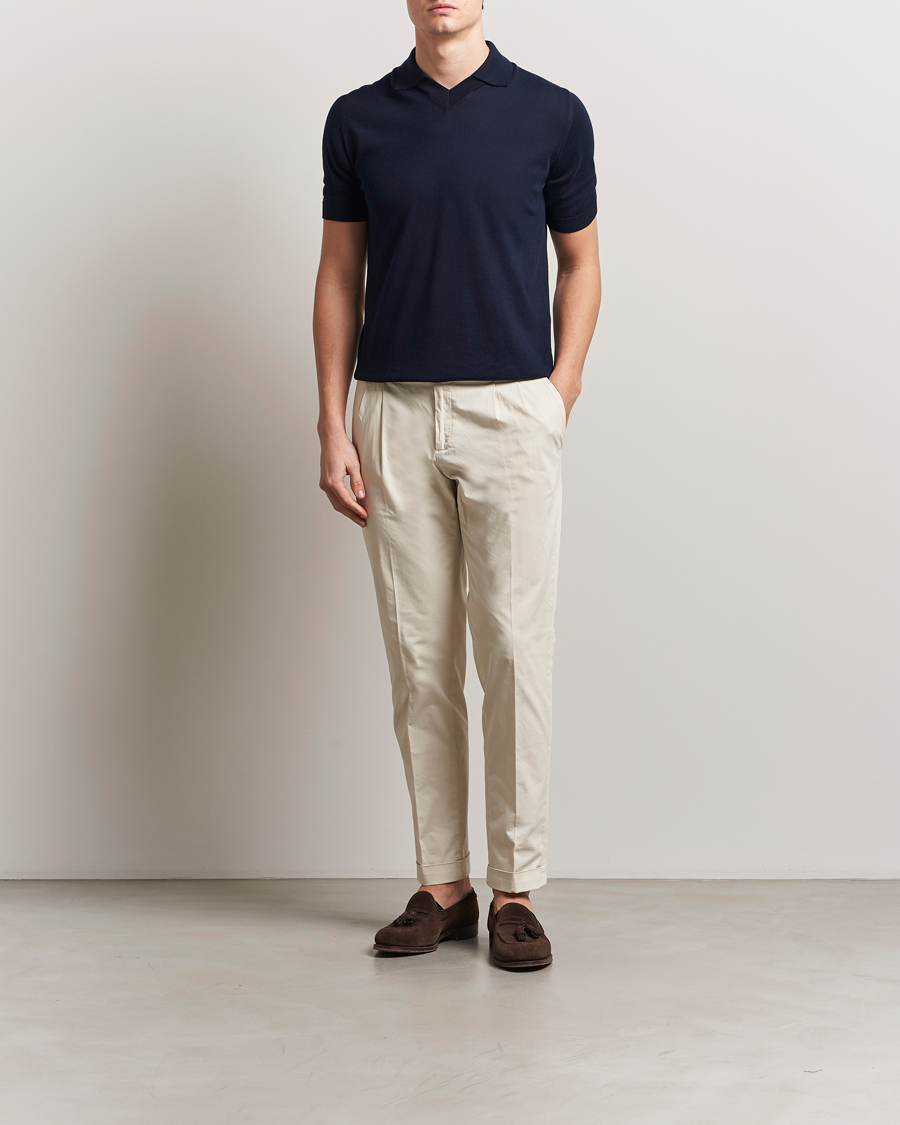 Herren | Poloshirts | Morgano | Knitted Organic Cotton Polo Navy