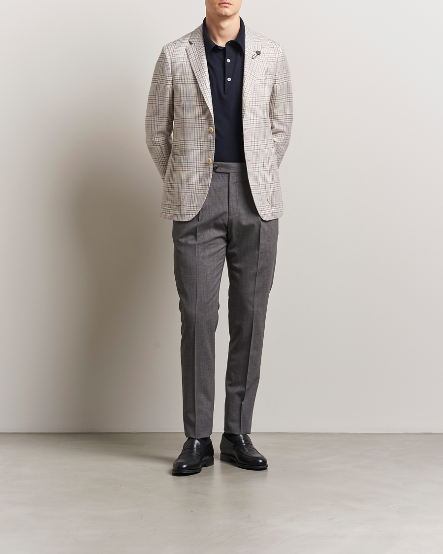 Herren | Sakkos | Lardini | Cotton/Linen Checked Blazer Beige
