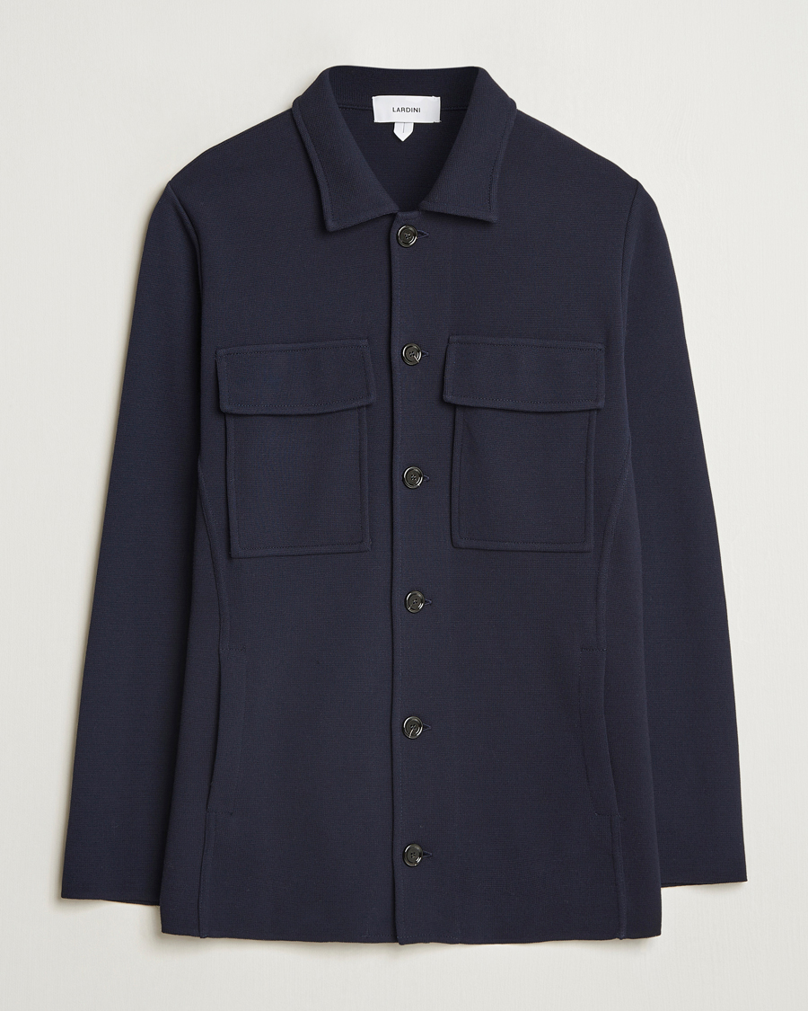 Herren | Sakkos | Lardini | Knitted Pocket Shirt Jacket Navy