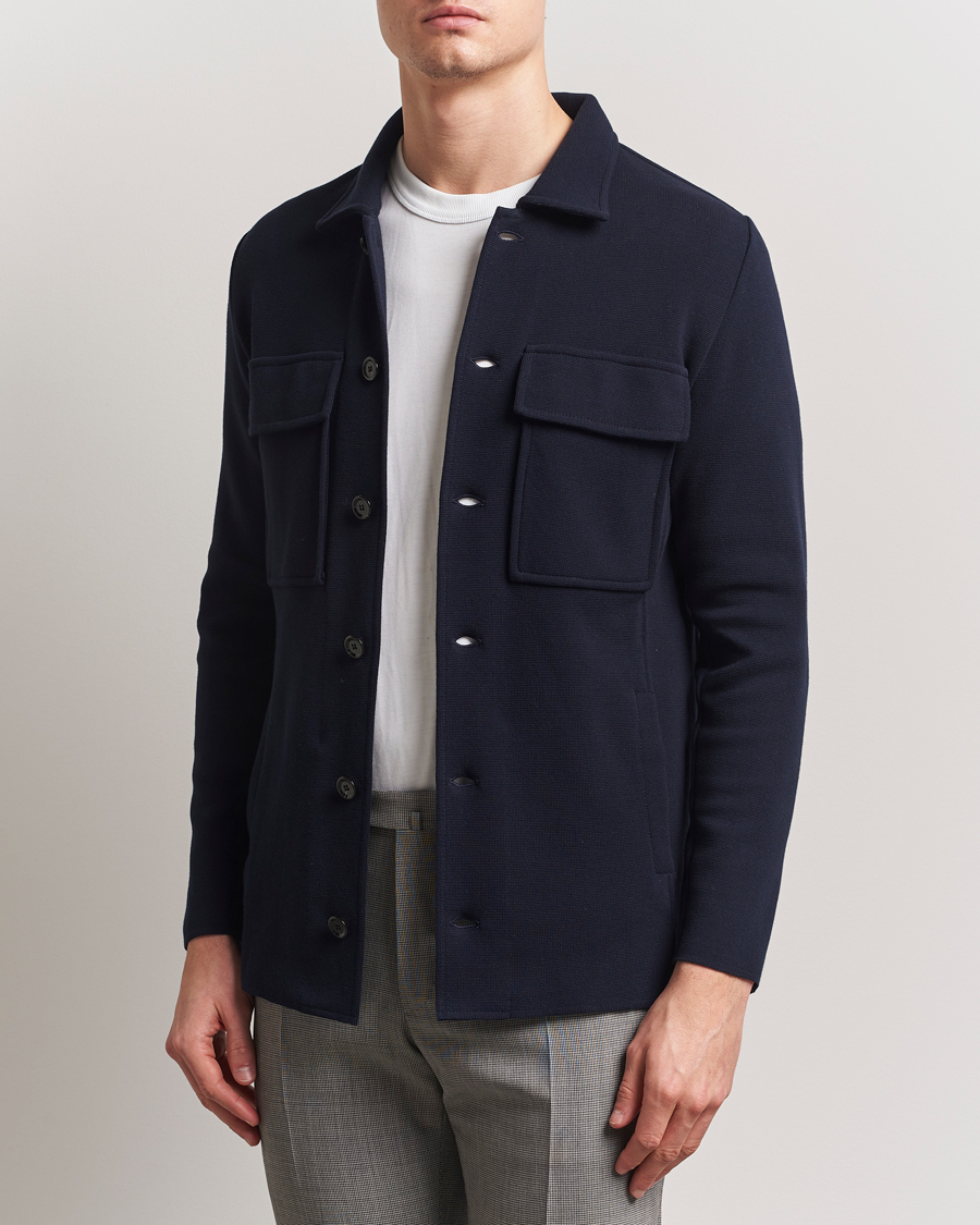 Herren | Sakkos | Lardini | Knitted Pocket Shirt Jacket Navy