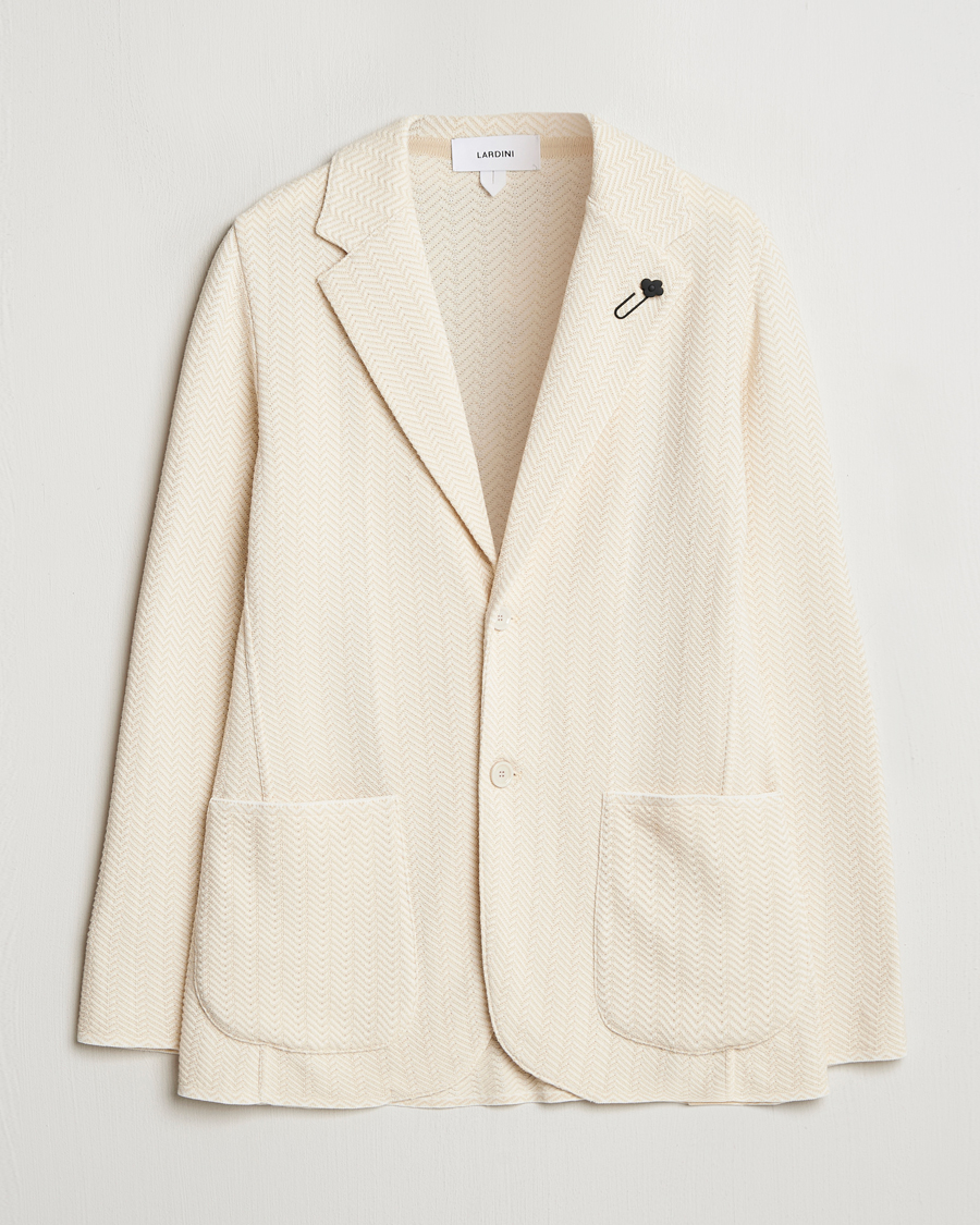 Herren | Sakkos | Lardini | Knitted Cotton Structured Blazer White/Beige
